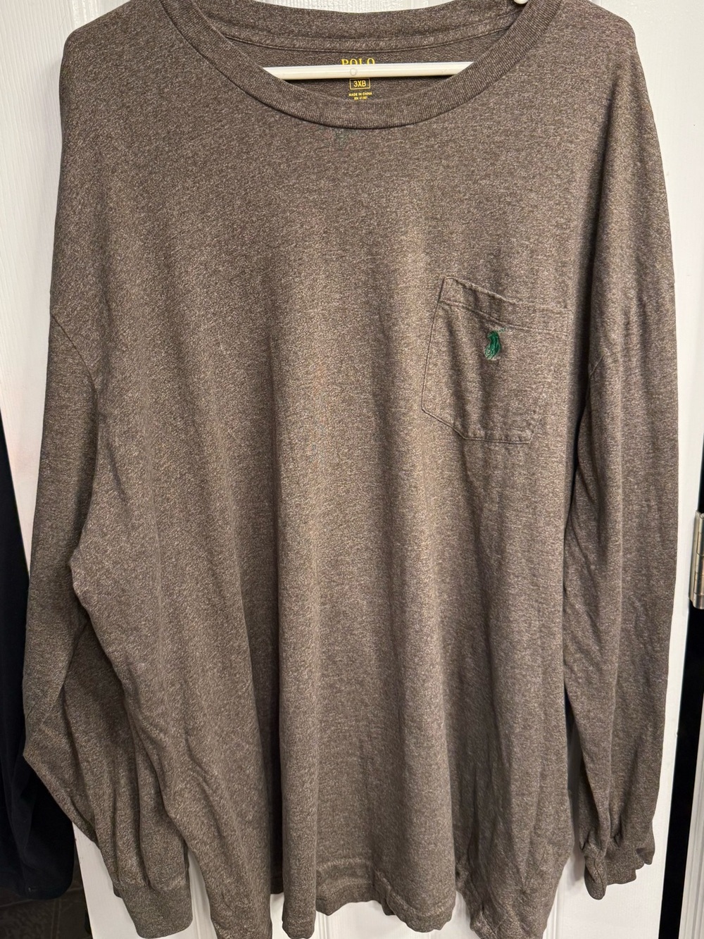 Polo by Ralph Lauren Brown Long-Sleeve Pocket Tee with Green Pony